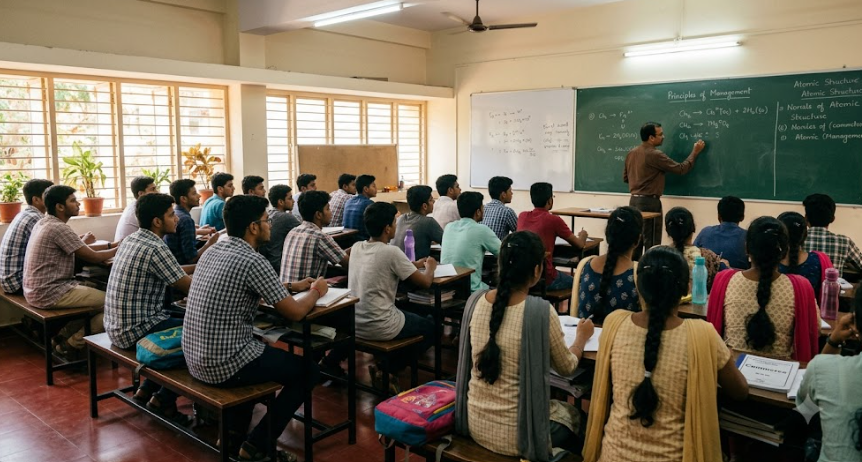 Advanced Analytical Science seminar class in custom architectural classroom