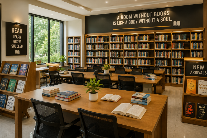 Classic elegant elite library filled with specialized literature